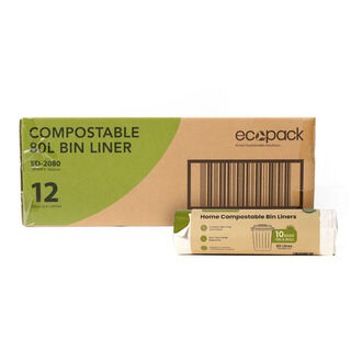 80L Compostable Bin Liner Carton (120 Bags) – Ecopack