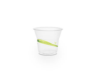 Cold Cup PLA Slim 5oz 150ml Green Stripe, Pack 50 - Vegware
