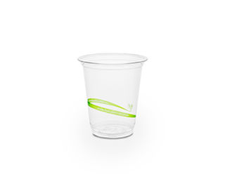 Cold Cup PLA Slim 7oz 220ml Green Stripe - Vegware - Pack 50