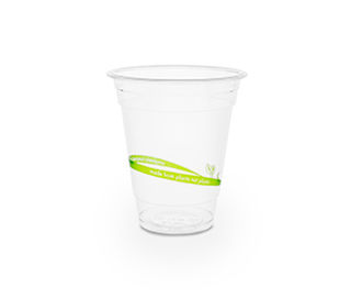 Cold Cup PLA Standard 12oz 390ml Green Stripe, Carton 1000 - Vegware