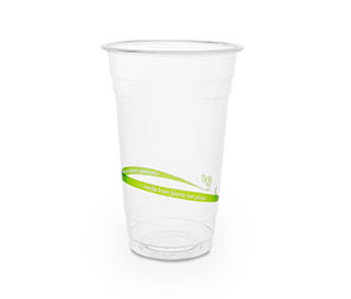 20oz 630ml standard PLA cold cup Green Stripe - Vegware - Carton 1000