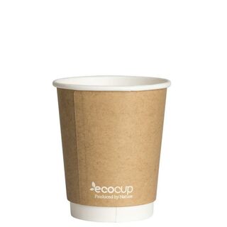 Hot Cup PLA Double Wall 8oz 80mm Kraft - Ecoware