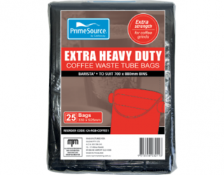 Barista' Extra Heavy Duty Coffee Waste Tube Bags, Individually Folded, Medium Density, Black - Castaway