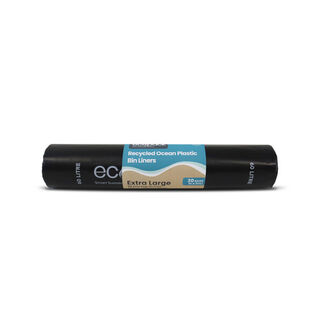 60L XL Ocean/Recycled Plastic Bin Liners (Black) Carton 300 - Ecobags