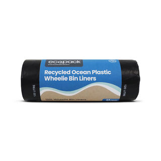 120L Ocean/Recycled Wheelie Bin Liners (Black) Carton 250 - Ecobags