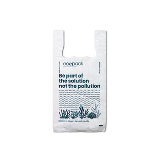 13L Medium Ocean/Recycled Plastic Bags (White) Pack 100 - Ecobags