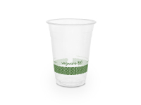 Cold Cup PLA Standard 16oz 500ml Green Stripe, Pack 50 - Vegware