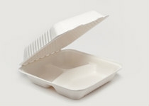 Clam Tray Sugar Cane 23x23cm 3comp, Pack 100 - Vegware