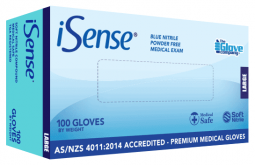 Nitrile Blue Medical PowderFree LARGE - iSense