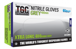 Nitrile Grey Gloves 400mm  PowderFree X-LARGE - TGC