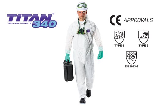 TITAN' '340' SMS Type 5 & 6 Polypropylene Coverall, White 2X-LARGE - Esko