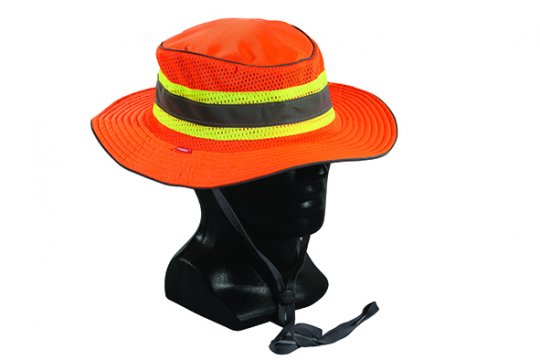 Good2Glow' Hi-Vis Full Brim Safari Hat, Orange MEDIUM - Esko