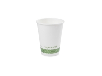 Hot Cup PLA Lined 8oz - 300ml (89mm) White & Green, Pack 50 - Vegware