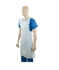 Polyethylene Back Tie Apron - White, 800mm x 1250mm x 40mu - Matthews