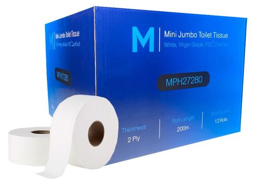 Jumbo Mini Toilet Tissue - White, 1 Ply, 400m - Matthews