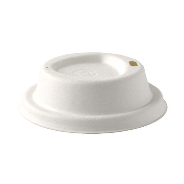 80mm Pulp Coffee Lids, White - BioPak