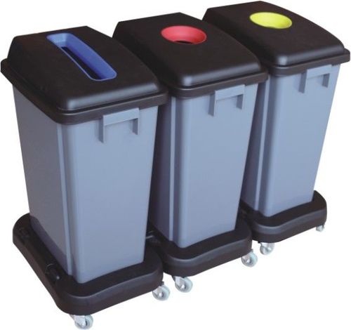 Recycle Bin Set with Wheels - 3 bins