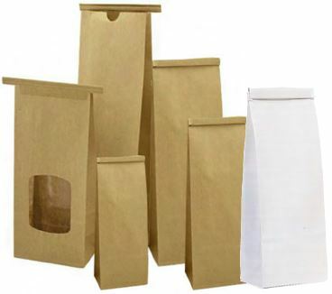 Tin Tie Bags 500gm 110x63x270mm Brown Paper No Window