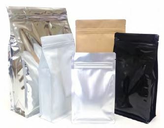 Flat Bottom with Zipper Food Pouch 1Kg Black Shiny 195X90X295mm Carton 500