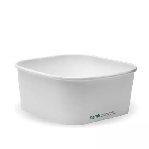 1400ml White BioBoard Square Takeaway Base - Biopak