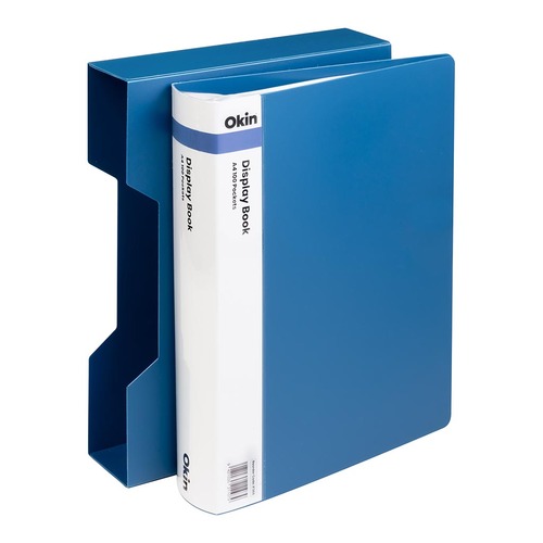 Okin Display Book A4 with Insert Spine 100 Pocket with Case Blue