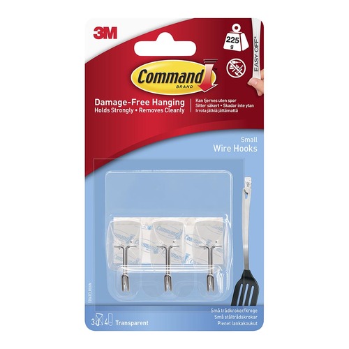 Command Hook 17067CLR Small Clear Wire, Pack of 3