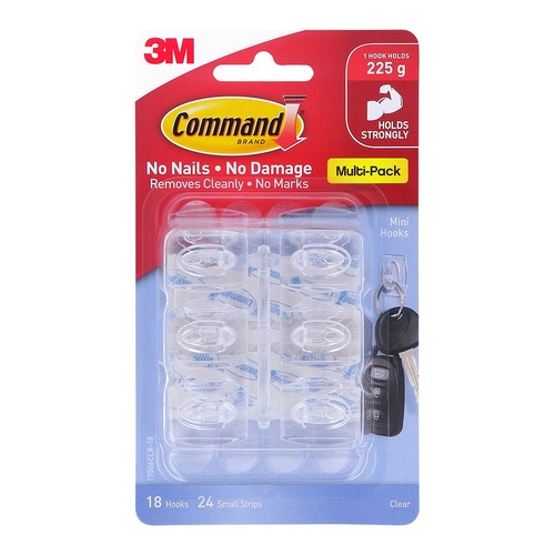 Command Hook 17006CLR-VP Mini Clear, Value Pack of 18