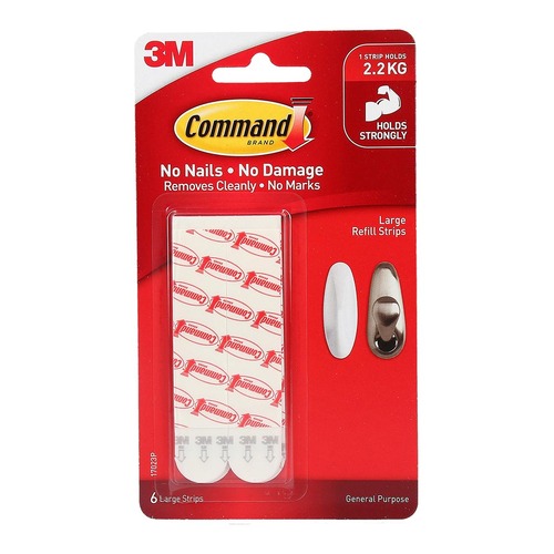 Command Refill Strips 17023P Large White, Pack of 6