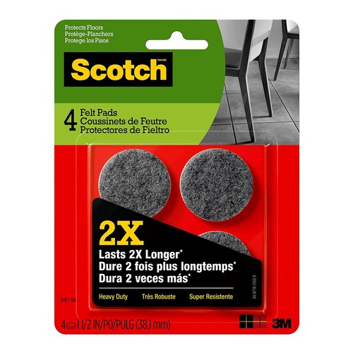 Scotch Felt Pads SP871 Heavy Duty 3.8cm Round, Pack of 4