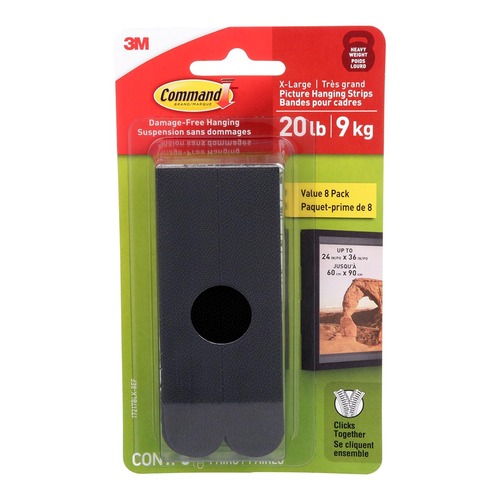 Command Picture Hanging Strips 17217BLK-ES X-Large Black, Pack of 4 Sets