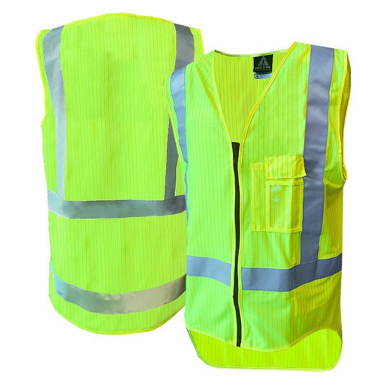 Hi-Vis Vest, Zip, D/N, Flame Ret, Yellow-Size Xl