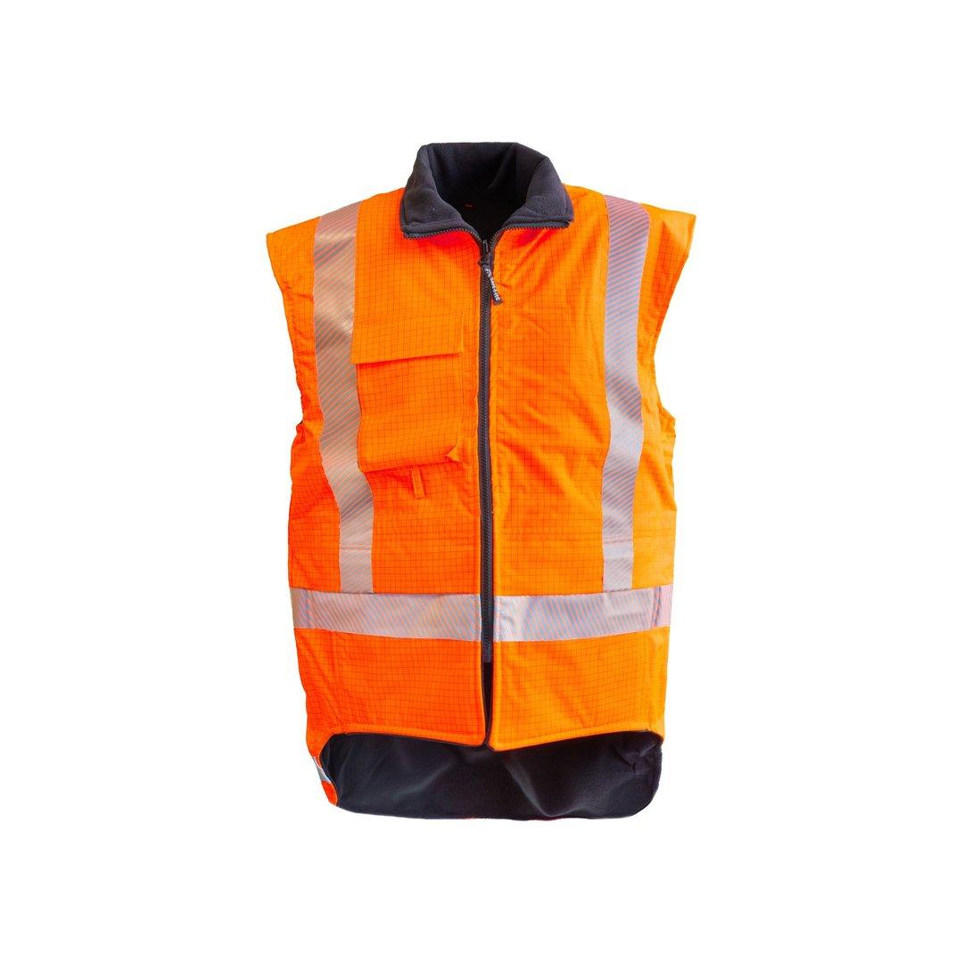 Hi-Vis Fr Fleece Lined Pu Vest, Orange-Size 2Xl