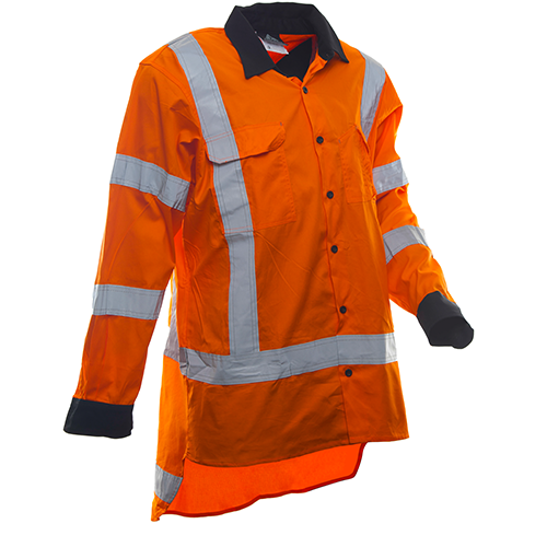 150 Gsm Cotton Shirt, Ls,Orange, Ttmc-Size S