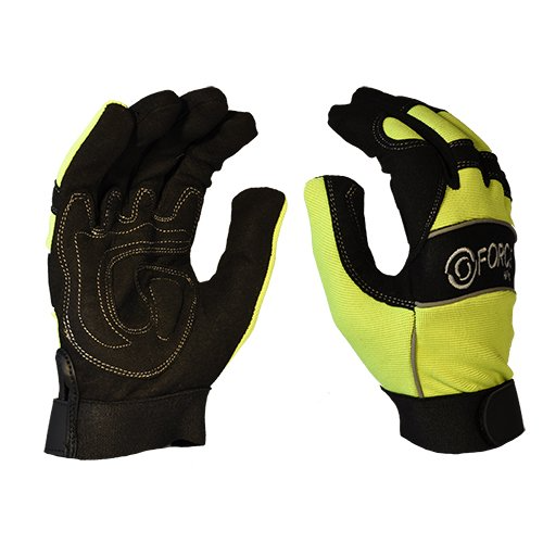 Full Finger Mechanics Gloves, Fluro-Size Xl