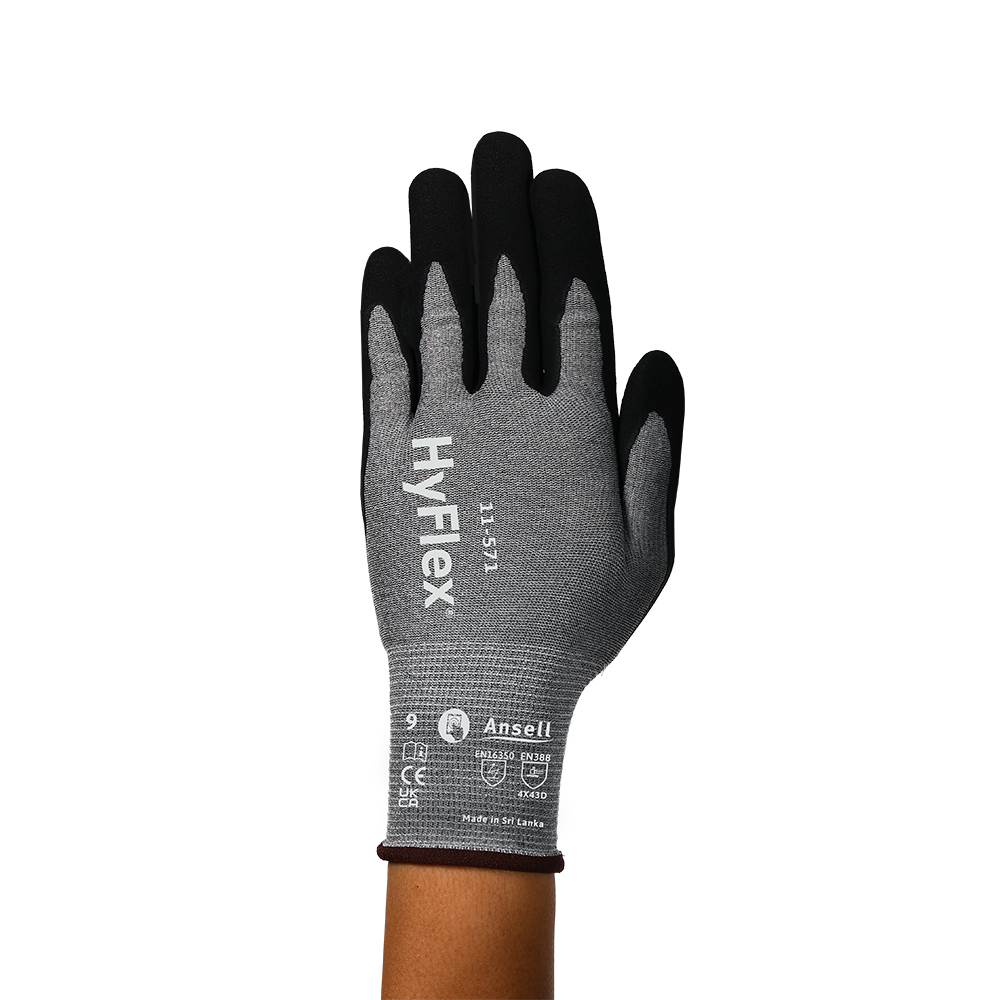Ansell Hyflex 11-571 Nitrile-Coated Cut Resistant Gloves – Lightweight and Durable - M (Vendor Pack)