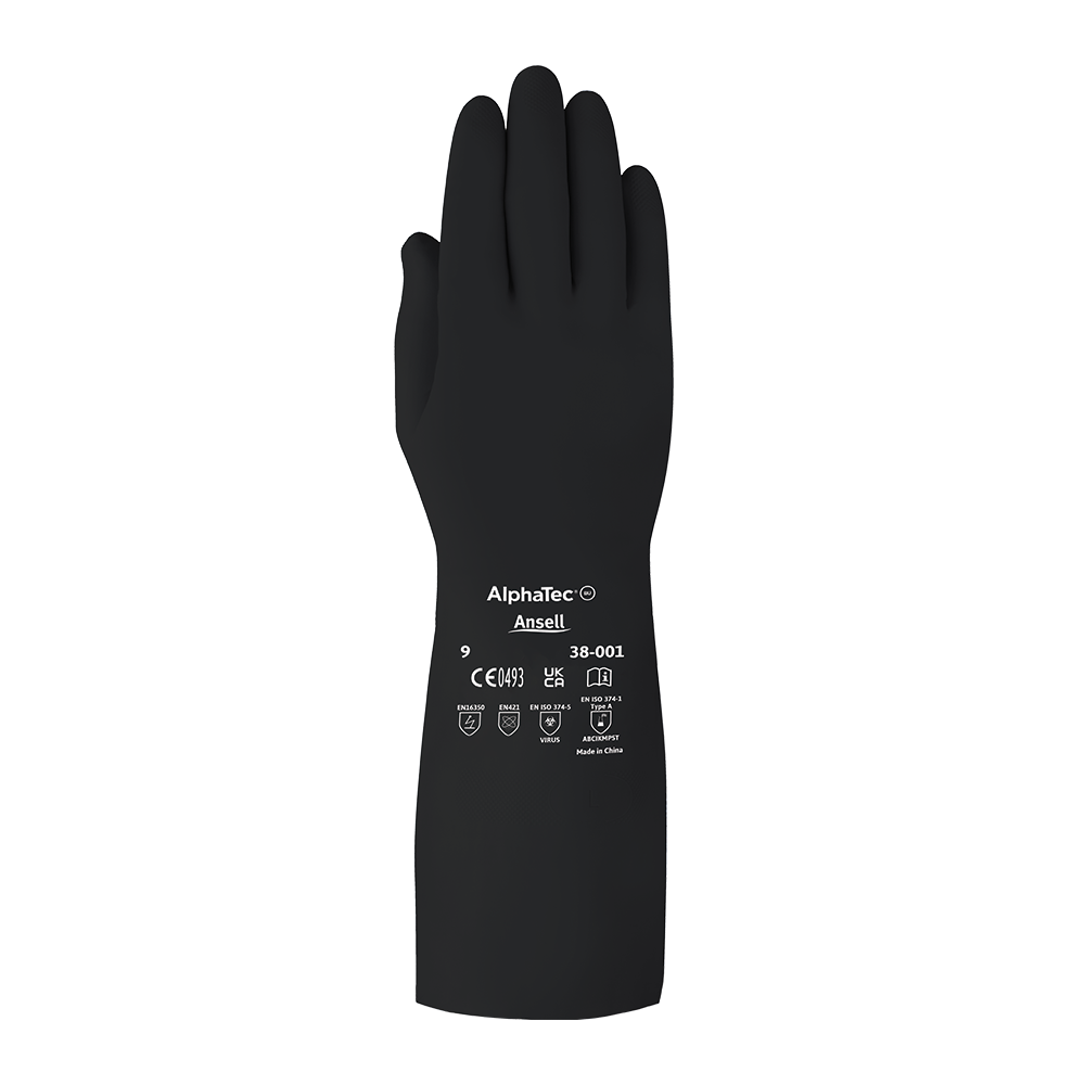 Ansell AlphaTec 38-001 Butyl Chemical Gloves – High Comfort and Chemical Protection - M