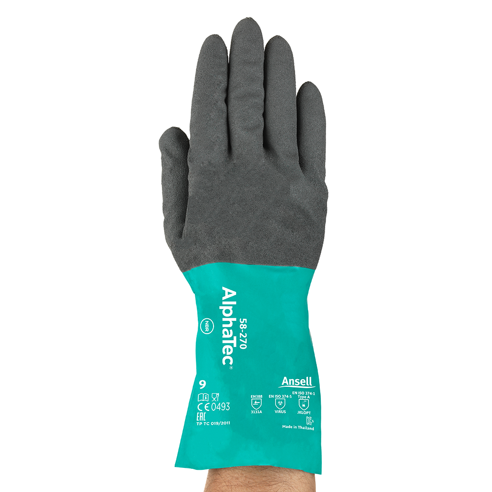 Ansell AlphaTec 58-270 Nitrile-Coated Chemical Gloves – Strong Grip, High Dexterity - XL