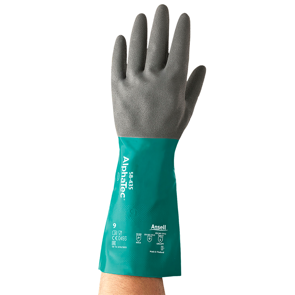 Ansell AlphaTec 58-435 Nitrile-Coated Chemical Gloves – Heavy-Duty, Strong Wet and Oily Grip - 2XL