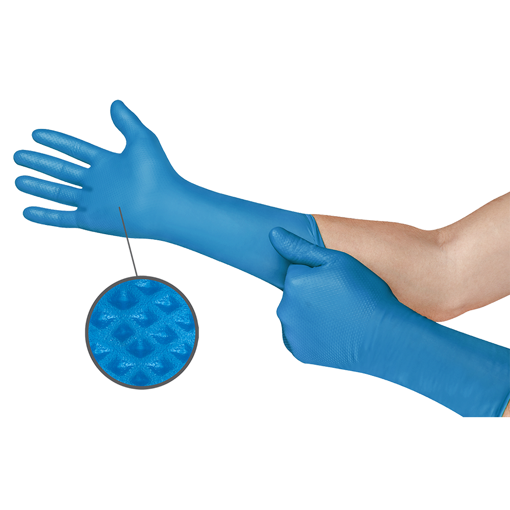 Ansell MicroFlex 93-283 Mega Textured Nitrile Disposable Gloves for Wet, Fatty Foods, or Oily Handling - XL