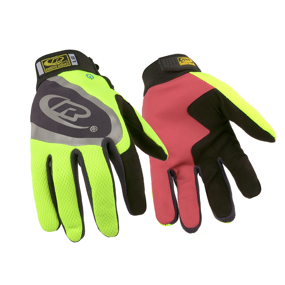Ansell Ringers Turbo R-138 Work Gloves – Hi-Vis Mesh with Synthetic Leather Palm - 2XL