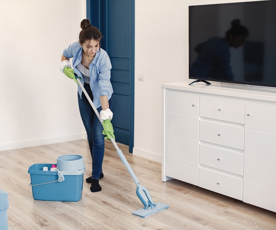 cleaning floor