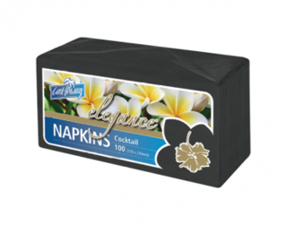 Elegance' Cocktail Napkins, Quarter Fold,Black - Castaway