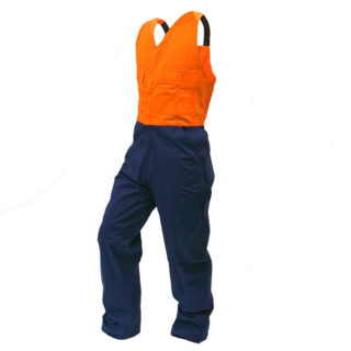 Overall Action Bib, Poly/Cotton, Orange/Navy-Size 8