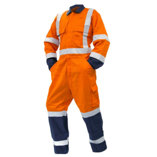Overall Ls,240Gsm Poly/Cotton, Orange/Navy Ttmc-W-Size 16