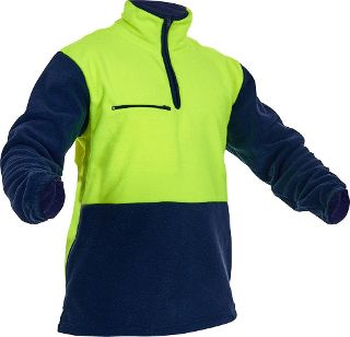 Caution hi-vis day-only polar fleece half-zip tunic, yellow/navy, size XS